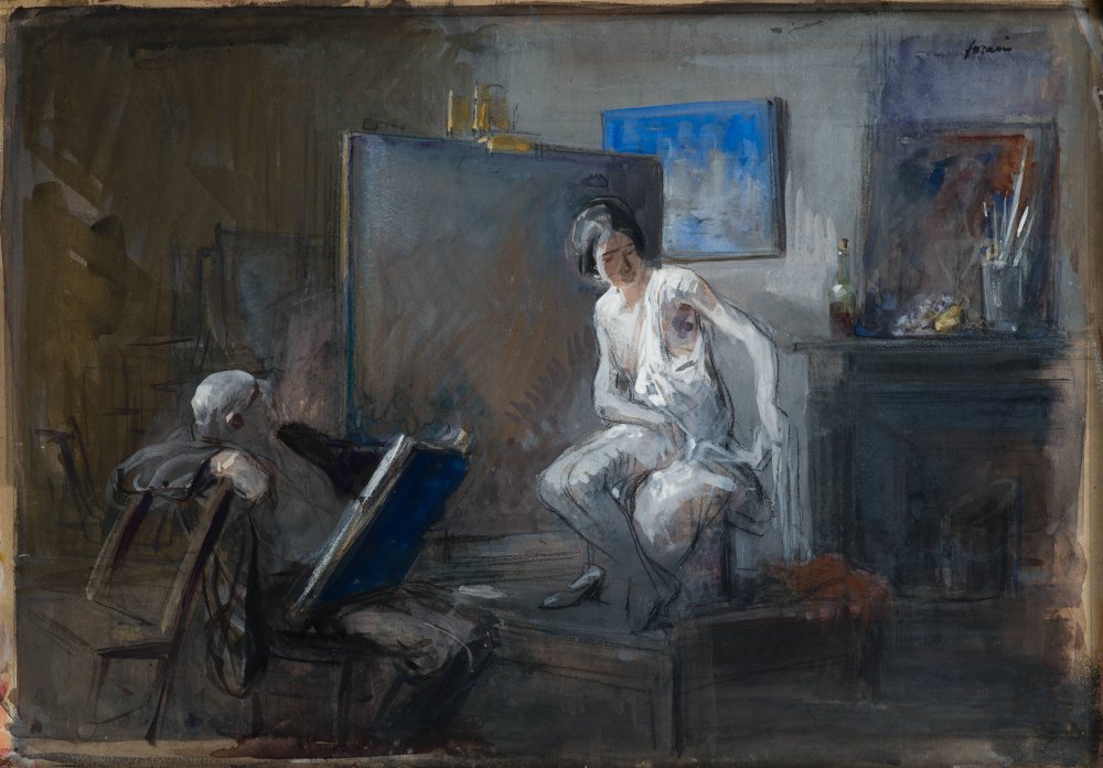 Le peintre et son modèle dans l’atelier