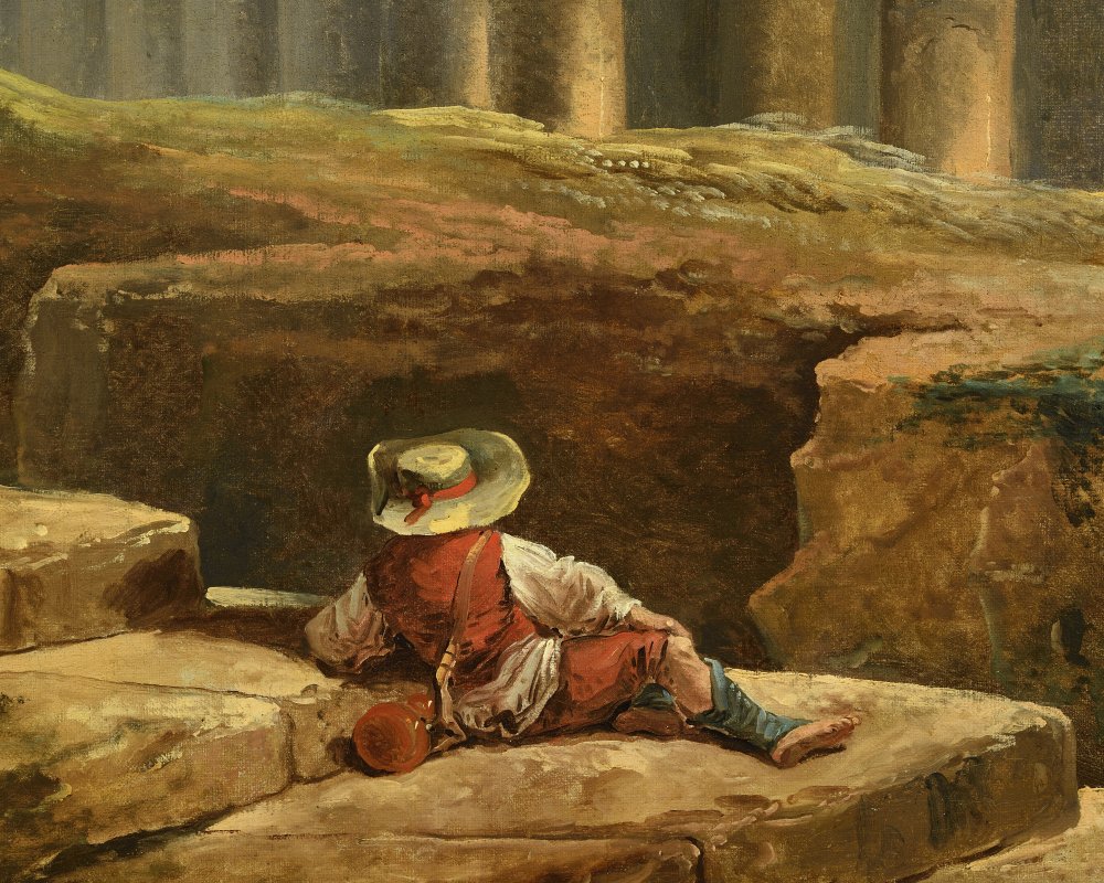 Washerwomen and a Fisherman beneath an Ancient Bridge with a Waterfall&nbsp;(…)