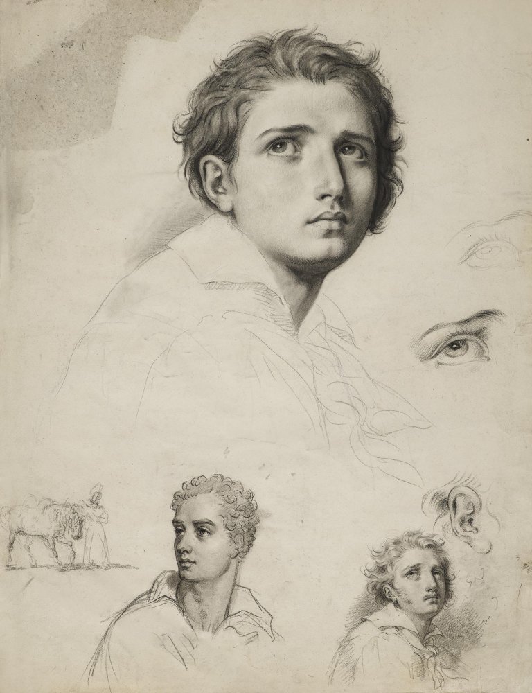 « Etude de jeune homme vu de trois-quarts et études de deux autres jeunes&nbsp;(…)