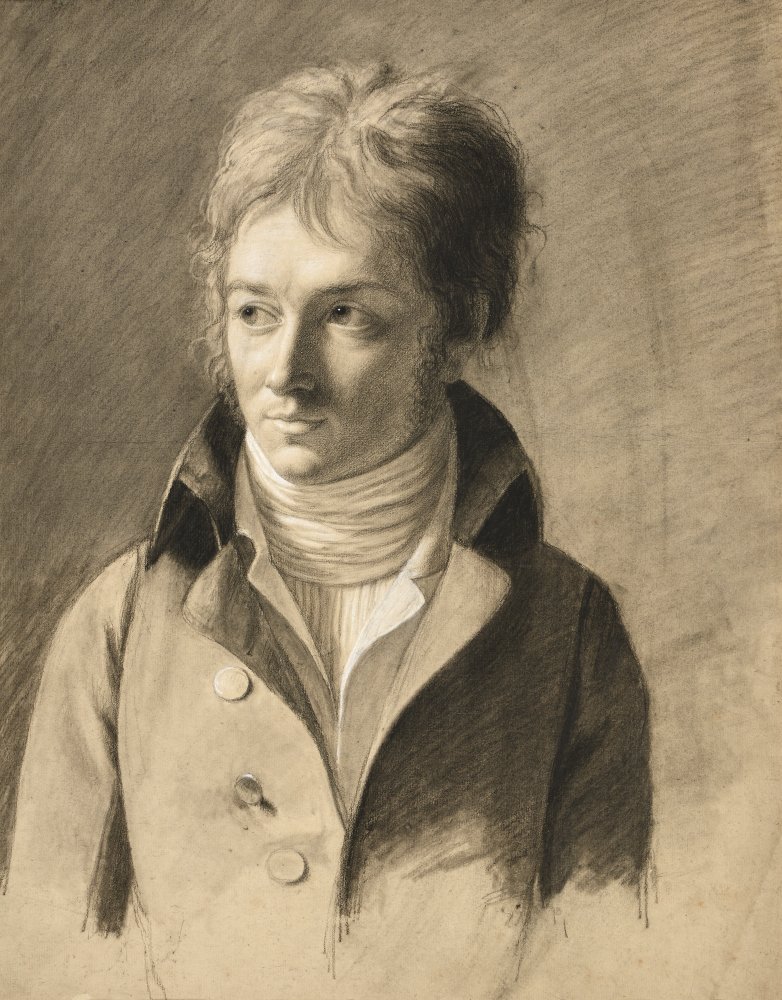 Portrait de jeune homme en buste tournant le regard vers la gauche