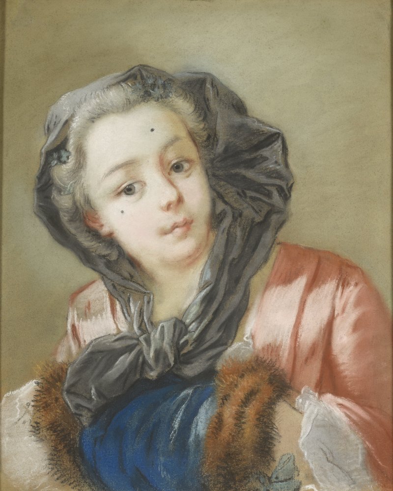 Portrait de femme au manchon de velours et fourrure - Allégorie de l’Hiver