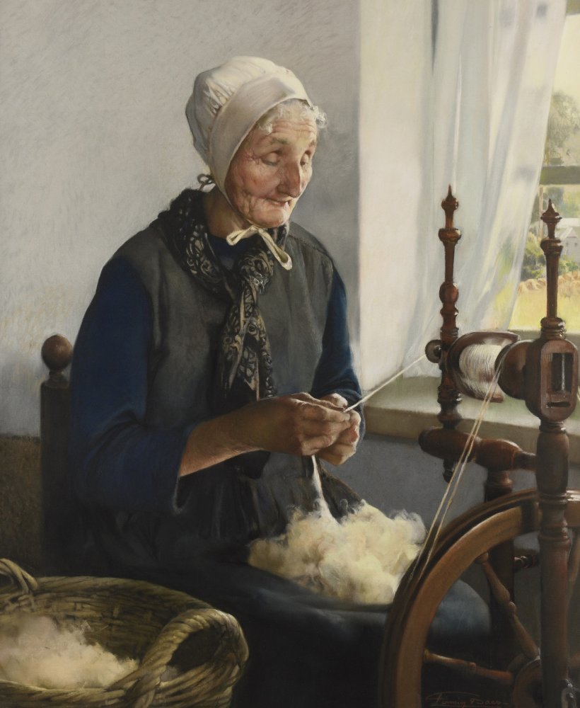 OLD WOMAN SPINNING