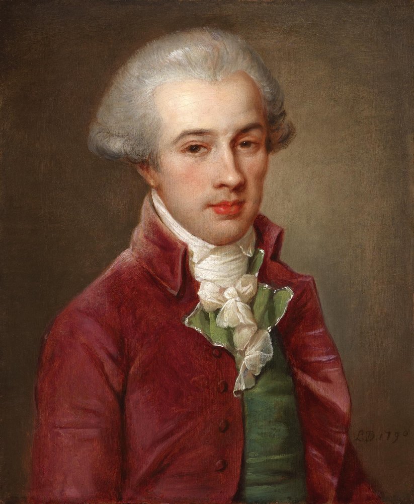 « Portrait d’homme en buste à la veste cramoisie »